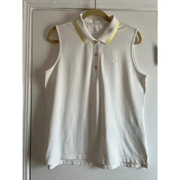 Tory Sport TECH PIQUÉ SLEEVELESS POLO White Sz XL - Picture 4 of 8